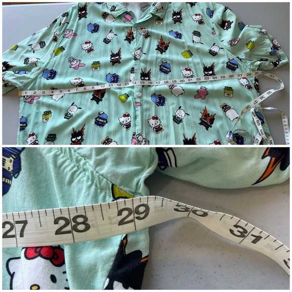 My Hero Academia Hello Kitty and Friends size 3XL button down short sleeve shirt - Picture 6 of 16